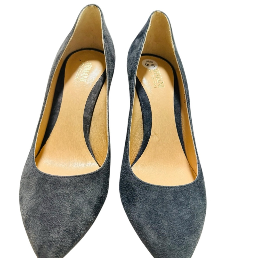 NWOT Armani Collezioni Women's Pointed Suede Pumps in Charcoal Gray Heels 6.5